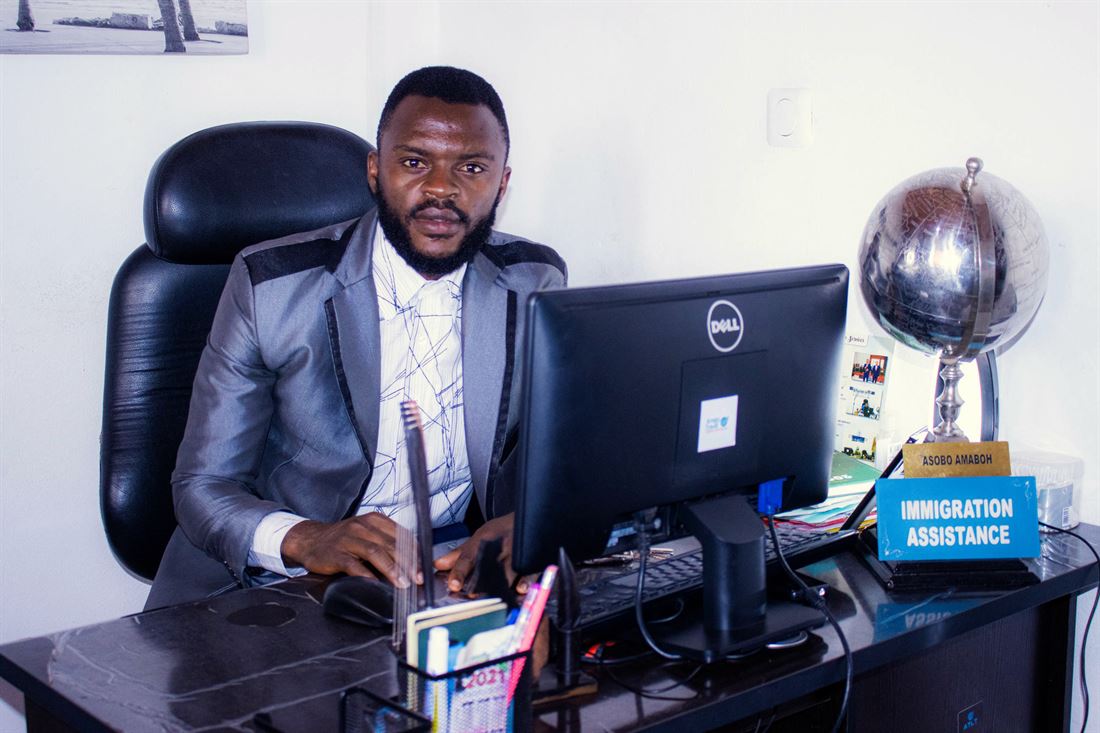 Our immigration assistance officer at his desk